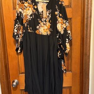 BloomChic Black and Orange Floral Dress